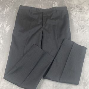 SAKS Fifth Ave Spencer Dress Pants Mens 40R Gray Pinstripe 100% Wool (0491)